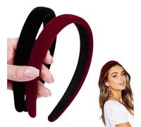 FloralGrace Set of 2 Black Velvet Hair Bobbles for Women, Red Hair Band, Wide Velvet Hair Bands for Girls, Fashionable Hair Bobbles for Women, Comfortable and Elegant