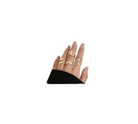 FloralGrace Women's Gold Plated Stackable Statement Rings, Adjustable Rings for Engagement, Chic Gold Rings for Women, Elegant and Timeless, Set of 4