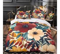 FloralPattern Duvet Cover 3D Design Printed Hypoallergenic 3 Pcs Bedding Set Zipper BotanicalArtStyle Quilt Cover Luxury Breathable for Teens Kids Adults Women Youth Teenagers Single（135x200cm）