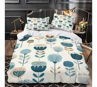 FloralPattern Quilt Cover 3D Design Printed Ultra Soft 3 Pieces Bedding Set Zipper ScandinavianStyle Duvet Cover Extra Soft Machine Washable for Kids Girls Boys Women Adults Teens Single（135x200cm）