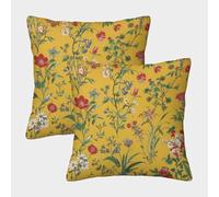 FloralPattern-VintageBotanicalStyle Pillow Covers 2 Pack Cozy Pillowcases Art Cushion Covers Zippered Decor for Sofa Living Room Bed Home 40x40cm