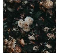 Floralplus Black Floral Wallpaper Peel and Stick Boho Wallpaper for Bathroom Removable Vintage Floral Wallpapers for Renter Dark Flower Leaf Contact Paper for Cabinet Accent Wall 17.5 x 118 in