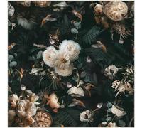 Floralplus Floral Wallpapr Peel and Stick Boho Wallpaper Removable Vintage Flroal Wallpaper for Bathroom Bedroom Floral Leaf Wallpaper Black Floral Contact Paper for Cabinet Accent Wall 17.7 * 78.7in