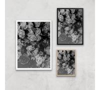 Florals At Midnight Giclee Art Print - A4 - Wooden Frame