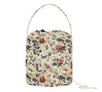Florals Butterflies Vintage Rustic Crochet Tote Bag Yarn Organizer Bag Portable Storage Bags for Yarn Balls Travel Knitting