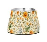 Florals Cactus Marigold Hyacinths Neutral Bowl for Pets Non Skid Stainless Steel Pets Basic Bowls for Slow Feed Dogs Slow Down Eating