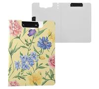 Florals Carnation Yellow Clipboard with Folder Two Metal Clips Pen Holder Clip Board with Hard Cover Clipboard Binder Coaching Trade Quest
