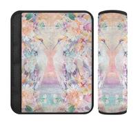 Florals Crane Bohov Peach 2 pcs Shoulder Strap pad Stop seat Belt Cutting into Neck for Sedan funda para cinturón de carro