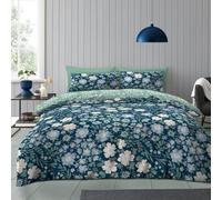 Florals Duvet Cover Sets Dark Blue Small Single Bedding Set with Zipper Closure, Soft Microfiber Quilt Cover with 2 Pillowcases 40x60cm QD722
