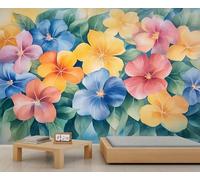 Florals Mural Watercolor Florals Wallpaper Flowers Wall Mural Giant Home Living Room Dining Room Wall Decor Poster (Non-self-Adhesive)