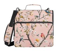 Florals Orchid Cherry Blossom Birds Pink 1.5-Inch 3-Ringing Office Binder Organizer with Handle Multi-Pocket Portfolios Portfolio Organizer for Middle School