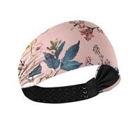 Florals Orchid Cherry Blossom Birds Pink Cooling wide headbands Elastic sweat band for hiking hiking basketball Football
