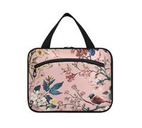 Florals Orchid Cherry Blossom Birds Pink hanging medicine bag for traveling with hook, designer compact make up bag for travel essentials for women trip organizador de maquillaje para L, Florals