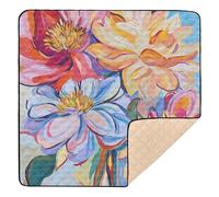 Florals Peonies Gardenia Butterflies Bees Rose Gold Cute Foldable Baby Playmat for Floor 1-Piecing Baby Kick Crawling Mat for Babies Infants Toddlers, 50'' x 50''