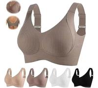 Floralshe Brasier,2025 Women's Solid Color Four Rows Adjustable Wireless Bra, Floral She Back Smoothing Push-Up Bra,Breathable Anti-Sagging Breasts Bra (UK, Alpha, XL, Regular, Regular, Coffee)