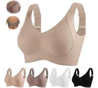 Floralshe Brasier,2025 Women's Solid Color Four Rows Adjustable Wireless Bra, Floral She Back Smoothing Push-Up Bra,Breathable Anti-Sagging Breasts Bra (UK, Alpha, L, Regular, Regular, Skin)