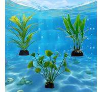 FloraMolly 3Pcs Small Plastic Aquarium Plants, Realistic Fish Tank Plants Artificial Fake Fish Tank Decorations Plants-Green