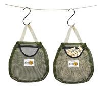 FloraMolly Peg Holder for Washing Line, 2 Pcs Mesh U-Shaped Opening Dark Green Peg Holder Widely Apply Clothes Peg Bag for Laundry Room Bedroom Bathroom, with 2 pcs S-Shaped Hook