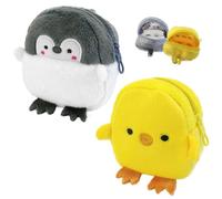 FloraMolly Small Coin Purse for Girls and Boys, 2pcs Plush Cute Penguin Chick Pattern Small Zip Pouch Lightweight Widely Apply Coin Purse for Coins Cash Keys