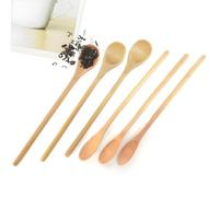 FloraMolly Wooden Teaspoons Set of 6, Long Handle Cooking Spoons Natural Wooden Spoons Handmade for Honey Coffee Tea Drinks Desserts