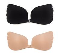 FLORATA Women's Strapless Self Adhesive Reusable Padded Invisible Sticky Push Up Bra for Backless Dress