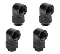 Floratek G1/4" 90 Degree Fitting Male to Female Extender Adapter Water Cooling Fittings Plug 90°Rotary Metal/Rigid/PETG Tubing Connector 4-Pack (Black)