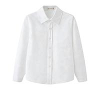 FloraVigo Boys' White Long-Sleeved Button-Down Shirt, Formal Dress Shirt, Comfortable and Breathable, Suitable for Various Occasions Such as School, Performances, Weddings, Graduation(13-14 Years)