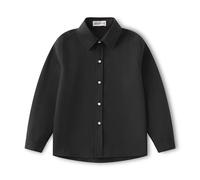 FloraVigo Boys' White Long-Sleeved Button-Down Shirt, Formal Dress Shirt, Comfortable and Breathable, Suitable for Various Occasions Such as School, Performances, Weddings (Black-9-10 Years)