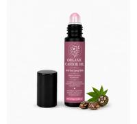 FloraVigo organic castor oil Roller with Rose Quartz Ball, Cold-pressed virgin castor oil, suitable for the daily care of eyebrows, scalp, hairline, and dry skin (10ml)