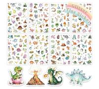 FloraVigo Pack of 8 Dinosaur Glitter Stickers with Glitter Effect, Over 198 Patterns Glitter Stickers, Dinosaur Stickers, Holographic, Suitable for Children's Gift (Dinosaurs)