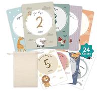 FloraVigo Set of 24 Cards from Birth to First Year - Personalised Gift for a Boy or Girl - Photo Keepsake