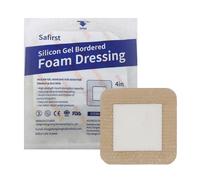 FloraVigo Silicone Foam Dressing, Assorted Wound Dressing Pads - 4 Pieces, with Border Adhesive Waterproof Center Super Absorbent Foam, for Cuts, Scrapes, Ulcers, Sores, 10cm x 10cm