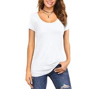 Florboom Ladies Short Sleeved Top Scoop Neck T Shirts Summer Blouse White Size 12 14