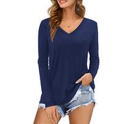 Florboom Womens Tunic Tops Long Sleeve Plain Loose Swing Shirts Royal Blue Size 12 14