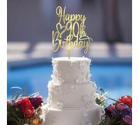 FLORCMET Acrylic Happy 90th Birthday Cake Topper - Cheers to 90 Years Cake Topper, 90 & Fabulous Cake Decoration for Hello 90th Birthday Anniversary Party Cake Decorations Supplies