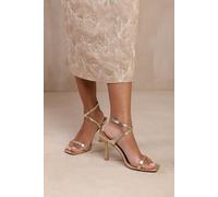 'Flordia' Cross Over Strap Barely There High Heels Where's That From Gold 8