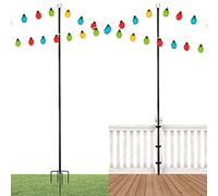 FLORECORD 2 Pack Heavy Duty 10ft Adjustable Outdoor Metal String Light Poles Lighting Stand to Hang LED Lights for Outside, Backyard Accessories, Garden, Wedding, Party