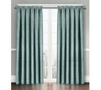 Florelle Energy Saving Thermal Blockout Curtains Tape Top Curtains Semi Plain Embossed Textured Woven Window Treated Curtain Pair Multi Use (Duck Egg, W 90" x L 90" (2 Panels))