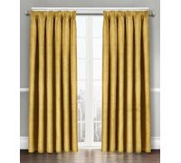 Florelle Energy Saving Thermal Blockout Curtains Tape Top Curtains Semi Plain Embossed Textured Woven Window Treated Curtain Pair Multi Use (Yellow, W 46" x L 72" (2 Panels))