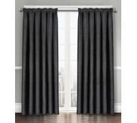 Florelle Energy Saving Thermal Blockout Curtains Tape Top Curtains Semi Plain Embossed Textured Woven Window Treated Curtain Pair Multi Use (Black, W 66" x L 72" (2 Panels))