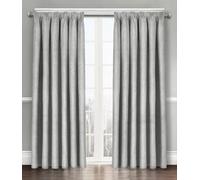 Florelle Energy Saving Thermal Blockout Curtains Tape Top Curtains Semi Plain Embossed Textured Woven Window Treated Curtain Pair Multi Use (Silver, W 90" x L 90" (2 Panels))