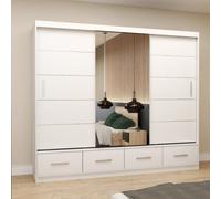 Florence 250mm Sliding Wardrobe With Mirror A Space Saving Triple Wardrobe For Modern Interiors White With Mirror