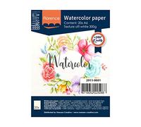 Florence 2911-0001 Watercolour Paper A6 in Ivory White, 300 g/m² Textured Paper, 20 Sheets for Watercolour Painting, Hand Lettering and Brush Lettering, Piece