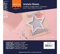 Florence Acetate Sheets of 6 x 6 Inches and 0,2 mm Thickness - 12 Flexible Plastic Sheet - Transparent Paper for Scrapbooking, Greeting Cards, Painting and Art Journaling