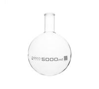 Florence Boiling Flask, 5000ml - Round Bottom, Narrow Neck, Beaded Rim - Borosilicate Glass - Eisco Labs