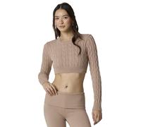 Florence by Mills Women's Barre Super Crop Cable Sweater Pullover, Warm Taupe, Small