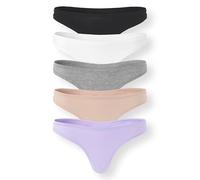 florence by mills Women's Cotton Stretch Thong 5 Pack, Millie Lavender/Mahogany/Heather Grey/White/Black, M