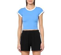 Florence By Mills Women's Crew Neck Ribbed Tee, Ultramarine, XXS