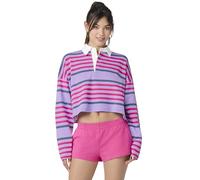 Florence by Mills Women's Fbm Playbook Collection Sporty Terry Crop Rugby Shirt Pullover Sweater