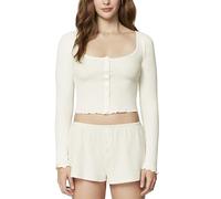 florence by mills Women's Fluffy Snuggle Micro Thermal Baby Button Front Cardigan Sweater, Jet Stream, M (Pack of 16)